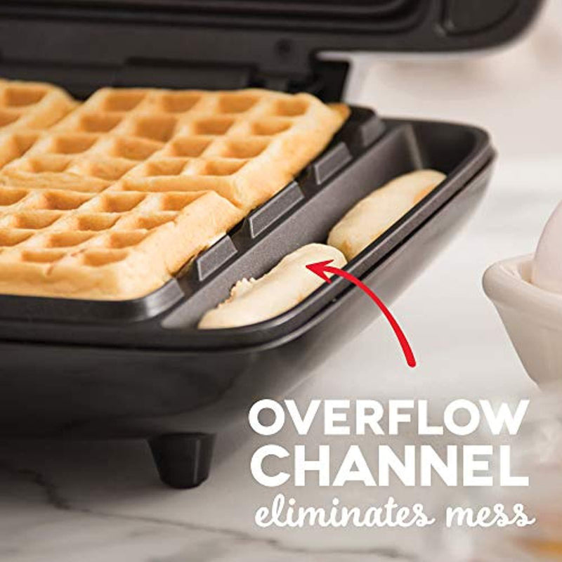 DASH No Mess Belgian Waffle Maker: Waffle Iron 1200W + Waffle Maker Machine For Waffles, Hash Browns, or Any Breakfast, Lunch, & Snacks with Easy Clean, Non-Stick + Mess Free Sides - Red