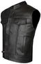 SOA Men's Leather Vest Anarchy Motorcycle Biker Club Concealed Carry Outlaws S