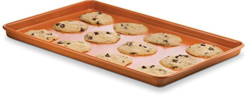 Ceramic Coated Cookie Sheet 17.3" x 11.6" - Premium Nonstick, Even Baking, Dishwasher and Oven Safe - PTFE/PFOA Free - Red Cookware and Bakeware by Bovado USA