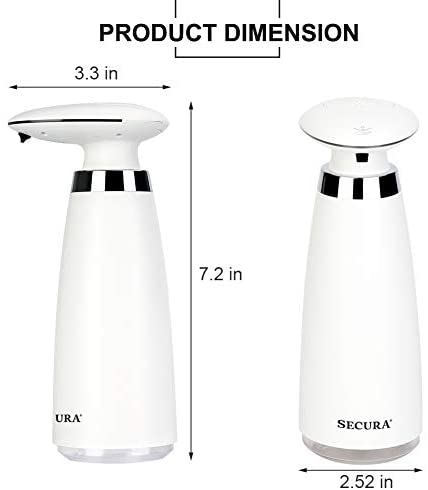 Secura Automatic Soap Dispenser 350ML / 11.8OZ Premium Touchless Battery Operated Electric Dispensers w/Adjustable Soap Dispensing Volume Control, Black