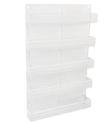 ESYLIFE 5 Tier Wall Mount Spice Rack Organizer Kitchen Spice Storage Shelf - Made of Sturdy Punching Net, White