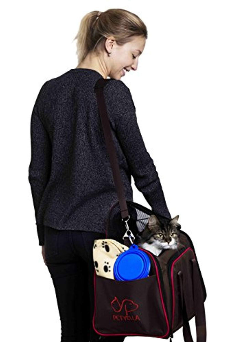 PETYELLA Pet Carrier + Fleece Blanket & Bowl - Innovative Design Airline Approved - Lightweight Dog & Cat Carrier