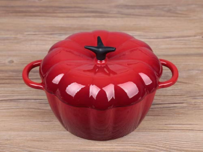 Waykea Enameled Cast Iron Dutch Oven Casserole with Self-Basting Ridges Lid Dual Handles | Indoor Kitchen Outdoor Grill Camping Use | 9” / 3.2 Quart, Red