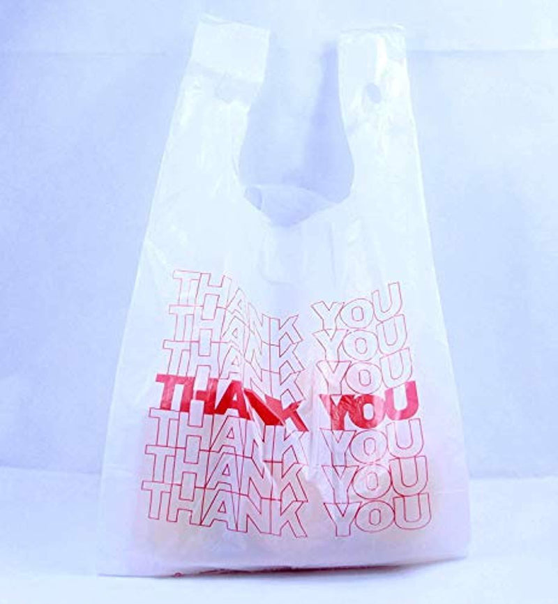 R Noble Thank You Reusable Grocery Plastic Bags, 1/6, 15mic, 600 Count