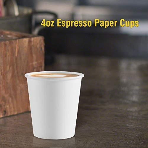 200 pack 4 oz Espresso Paper Cups White Disposable Coffee Cups Hot/Cold Beverage Drinking Cup SPRINGPACK Sampling Paper Cups for Water, Juice, Tea or Coffee On the Go