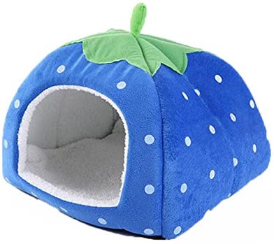 Nest 9 Strawberry Style Cute Soft Cotton Sponge Puppy Cat Dog House Pet Bed Dome Tent Warm Cushion Basket