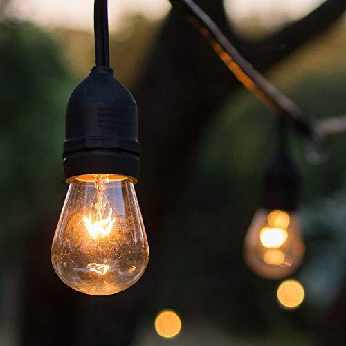 2 Pack Outdoor String Lights with 16 Dimmable Edison Vintage Bulbs, UL Listed Heavy-Duty Decorative Café Patio Lights for Bistro Garden