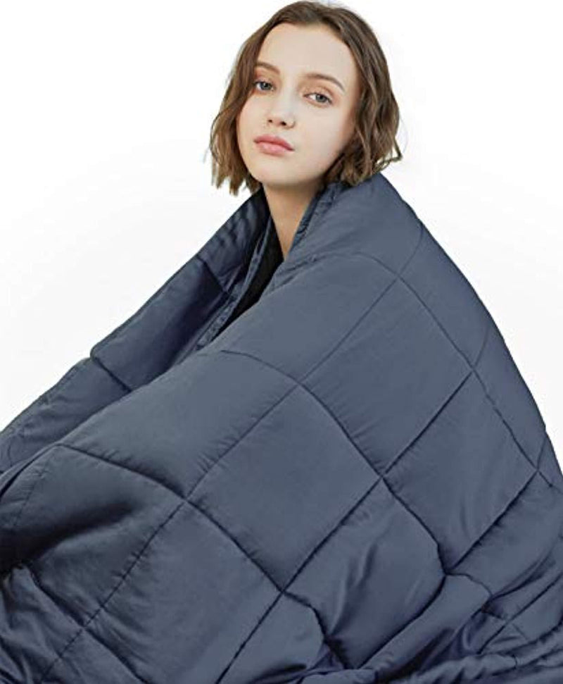 YnM Weighted Blanket (15 lbs, 48''x72'', Twin Size) | 2.0 Heavy Blanket | 100% Cotton Material with Glass Beads.