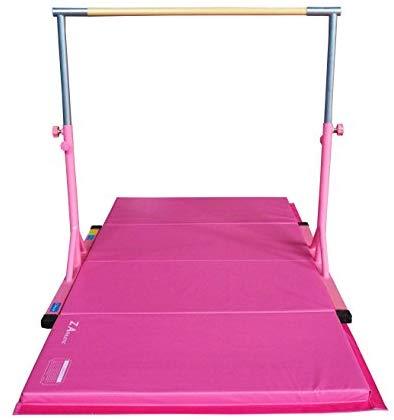 Z Athletic Adjustable Kip Bar and Gym Mat for Children's In Home Gymnastics Multiple Sizes and Colors