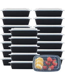 NutriBox [20 Value Pack] single one compartment 20 OZ Meal Prep Plastic Food Storage Containers - BPA Free Reusable Lunch Bento Box - Microwave, Dishwasher and Freezer Safe - For School Work or Trips