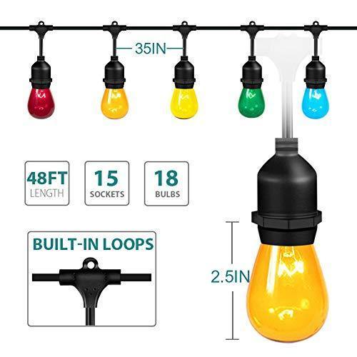 2 Pack Outdoor String Lights with 16 Dimmable Edison Vintage Bulbs, UL Listed Heavy-Duty Decorative Café Patio Lights for Bistro Garden