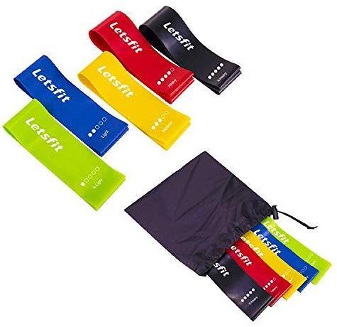 Letsfit Resistance Loop Bands, Resistance Exercise Bands for Home Fitness, Stretching, Strength Training, Physical Therapy, Natural Latex Workout Bands, Pilates Flexbands, 12" x 2"