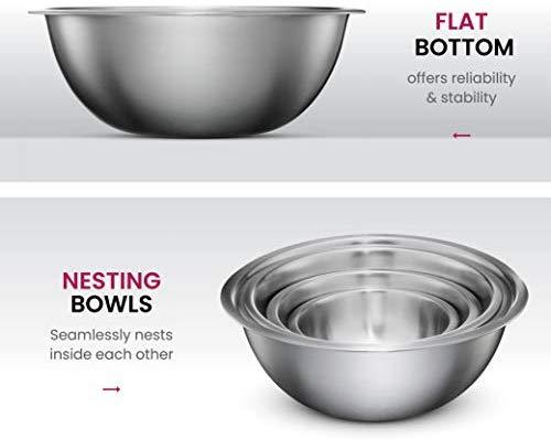 Premium Stainless Steel Mixing Bowls (Set of 6) Stainless Steel Mixing Bowl Set - Easy To Clean, Nesting Bowls for Space Saving Storage, Great for Cooking, Baking, Prepping by Veracity & Verve