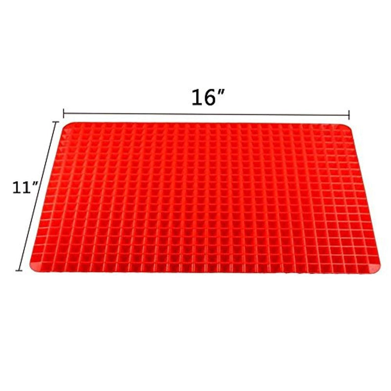 Top Pyramid Pan | 16 x 11 inches Large Red Pyramid / Raised Cone Shaped Healthy Silicone Mat for Cooking, Baking and Roasting | Superb Non-Stick Food Grade Silicone | Dishwasher Safe Series