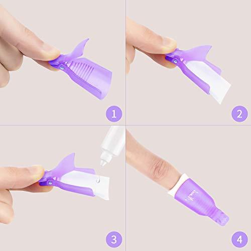 Benbilry Nail Polish Remover Clips, 10 Pcs Reusable Soak Off Gel Plastic Nail Art Soak Off Clip Caps UV Gel Polish Removal (Purple)