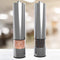 Electric Salt and Pepper Grinder Set | Battery Operated | Electronic Pepper Shakers (2) | Adjustable Coarseness Level | One Handed Use | Stainless Steel Mills | Automatic LED Light | Ma Maison Co