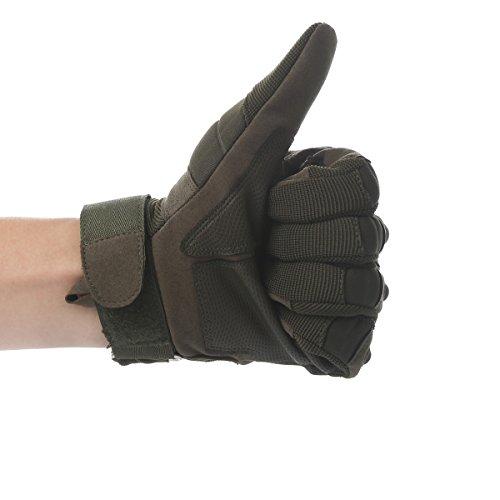 HIKEMAN Tactical Army Military Gloves Rubber Hard Knuckle Outdoor Full Finger Touch Screen Gloves for Men Fit for Cycling Motorcycle Hunting Shooting Hiking Camping Airsoft Paintball