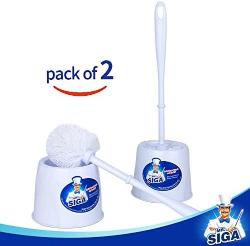 COSTOM Toilet Bowl Brush and Caddy, Dia 12cm x 38cm Height, Pack of 2 Set