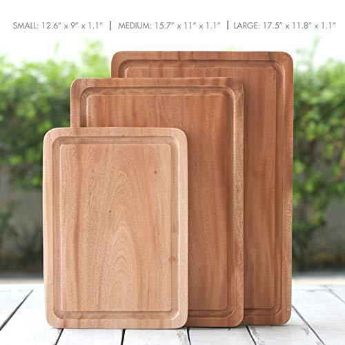 Super-Durable Mahogany Wood Cutting Board with Juice Drip Groove and Handle | 15.7 x 11 x 1.1" Thick Heavy Duty One-Piece Wooden Chopping Butcher Block Countertop - 5.5 lb