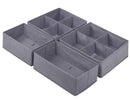 Homyfort Foldable Cloth Storage Box Closet Dresser Drawer Organizer Cube Basket Bins Containers Divider with Drawers for Underwear, Bras, Socks, Ties, Scarves, Set of 6, Grey