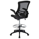 Flash Furniture Mid-Back Black Mesh Swivel Ergonomic Task Office Chair with Flip-Up Arms - BL-X-5M-BK-GG