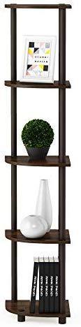 Furinno Turn-N-Tube 5 Tier Corner Display Rack Multipurpose Shelving Unit, Columbia Walnut/Black