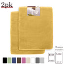 Clara Clark 2-Pack Bath Mat Set – Large and Small Bathroom Rug Set, Absorbent Memory Foam Bath Rugs, Non-Slip, Thick, Cozy Velvet Microfiber Bathrug, Plush Shower, Toilet Floor Bathmats Carpet, Black