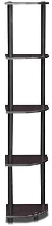 Furinno Turn-N-Tube 5 Tier Corner Display Rack Multipurpose Shelving Unit, Columbia Walnut/Black