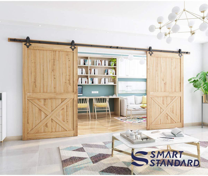 5FT Heavy Duty Sturdy Sliding Barn Door Hardware Kit -Super Smoothly and Quietly - Simple and Easy to Install - Includes Step-by-Step Installation Instruction -Fit 30" Wide Door(Rhombic Shape Hanger)