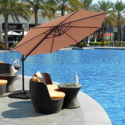 COBANA Offset Rectangular Cantilever Aluminum Patio Umbrella 10 Feet with Cross Base and 360 Degree Rotation, Blue