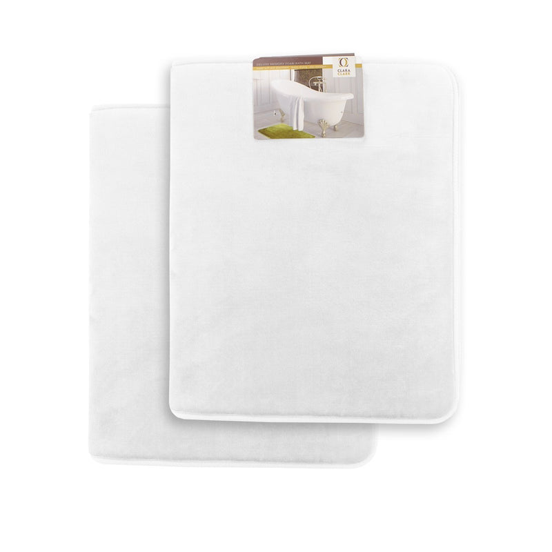 Clara Clark 2-Pack Bath Mat Set – Large and Small Bathroom Rug Set, Absorbent Memory Foam Bath Rugs, Non-Slip, Thick, Cozy Velvet Microfiber Bathrug, Plush Shower, Toilet Floor Bathmats Carpet, Black