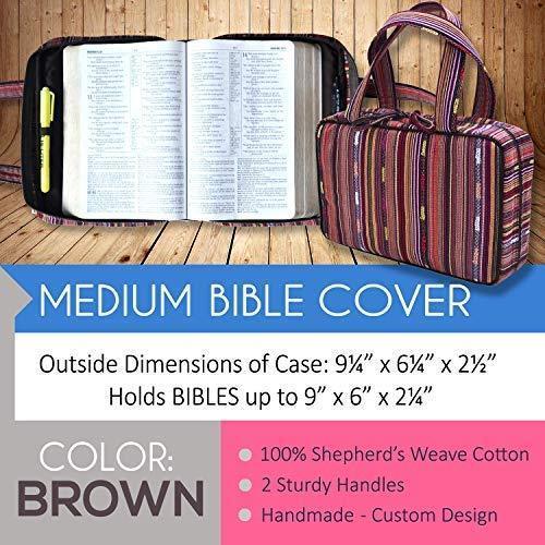 Bible Covers for Women & Girls | Bible Carrying Case | Small-Medium Bible Cover with Handles | Soft Carrying Case Fabric | Multiple Colors Available | with Pen Holders | 100% Cotton Material (Purple)