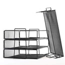4 Tier Stackable Paper Tray - Metal Mesh Office File Organizer for Desk Printer Letter Teacher Paper Black Color by DeElf