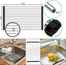 Miligore Dish Drying Rack Over The Sink Roll Up Stainless Steel Silicone Coated Multipurpose Foldable Kitchen Dish Drainer Rack 17.8" x 11.3" (Black)