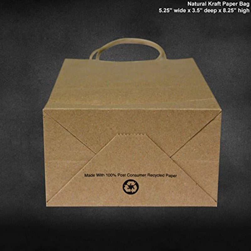 5.25"x3.25"x8" - 100 Pcs - Brown Kraft Paper Bags, Shopping, Mechandise, Party, Gift Bags