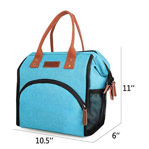 Lunch Bag, KOMUEE Insulated Lunch Box Wide-Open Lunch Tote Bag Large Drinks Holder Durable Nylon Thermal Snacks Organizer for Women Men Adults College Work Picnic Hiking Beach Fishing (green)