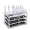 SANNO Acrylic Clear Make Up Organiser Cosmetic Storage Box Display Makeup Case, 20 Sections with 4 Drawers, Diamond Drawer Handle