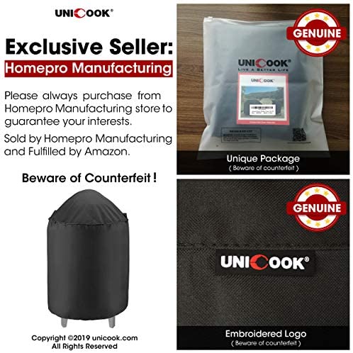 Unicook Heavy Duty Waterproof Dome Smoker Cover, 30" Dia by 36" H, Kettle Grill Cover, Barrel Cover, Water Smoker Cover, Fit Grill/Smoker for Weber Char-Broil and More