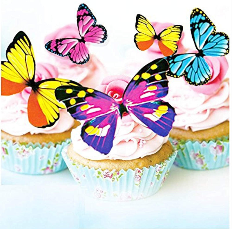 Set of 100 Butterfly Cake & Cupcake Toppers Food Decoration 4 Colour