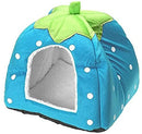 Nest 9 Strawberry Style Cute Soft Cotton Sponge Puppy Cat Dog House Pet Bed Dome Tent Warm Cushion Basket