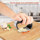 Rhodesy Garlic Press Rocker Stainless Steel Garlic Press Rocker Garlic Crusher Squeezer Slicer Mincer Chopper Kitchen Gadget with Handle