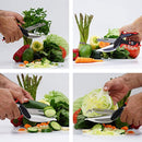 Organic Wizzard Kitchen Knife with Cutting Board and Finger Guard, 6 in 1 Universal Scissors Food Chopper, Slicer, Cutter, Dicer for Vegetables Fruits Meat and Cheese [Upgraded Version] (Color1)