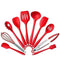 10Pcs/set Silicone Heat Resistant Kitchen Cooking Utensils Non-Stick Baking Tool tongs ladle gadget by BonBon (Red)