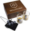 Whiskey Glass Stones Large Gift Box Set of 2 Whisky Bourbon Glasses 8 Scotch Granite Rock Wiskey Rocks & Metal Ice Tongs - Alcohol Liquor Wine Shot Tumbler Bar Kit - Christmas Gifts Sets Present Boxes