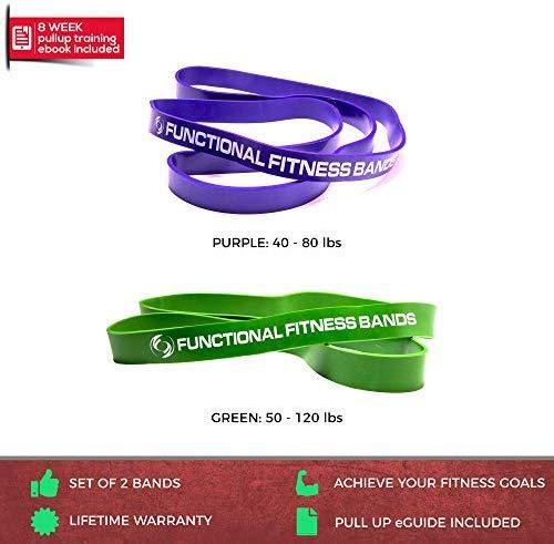 Pull Up Assist Bands Set by Functional Fitness. Heavy Duty Resistance and Assistance Training Band