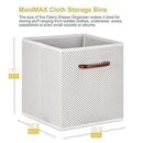 MaidMAX Foldable Storage Cubes, Set of 6 Decorative Fabric Storage Bins Containers Organizers Drawers with Wood Handles for Shelves Clothes Closet Kids Bedroom, Gray Polka Dot