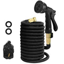 Jogboy Expandable Garden Hose, 50 ft Water Hose with Triple Layer Latex and Solid Brass Fittings, Flexible Expanding Hose for Yard, 8 Functions Spray Nozzle & Extra Strength Fabric