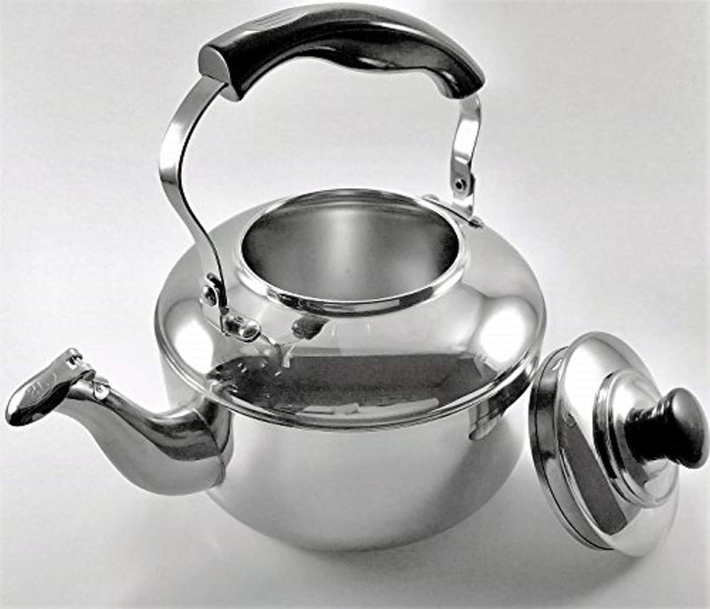 Tea Kettle Stovetop Whistling Teakettle Teapot, Stainless Steel, Thin Base, Mirror Finish, 2 liters