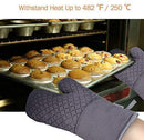 KeShi Kitchen Oven Mitts Set, Oven Mitts and Pot Holders, Heat Resistant with Quilted Cotton Lining, Non-Slip Surface 4 Pieces for Cooking, Baking, Grilling, Barbecue (Gray)