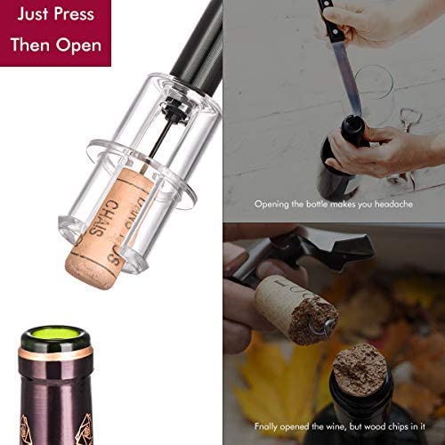 Wine Bottle Opener Air Pressure Wine Cork Remover Pump Wine Opener Wine Pump Wine Accessory Tool Handheld Wine Bottle Opener with Wine Pourer,Foil Cutter and Vacuum Stopper(Gift Box) by Newward